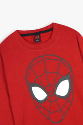 Boys Red Fleece Spider Man-Sweat Shirt